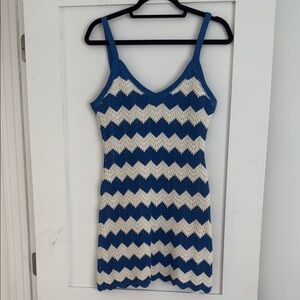 Z Supply Blue and White crochet Mini Dress